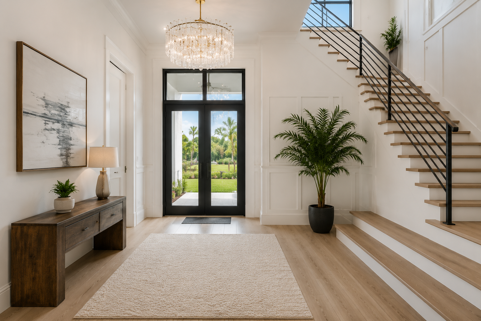 Luxury foyer and staircase real estate photography