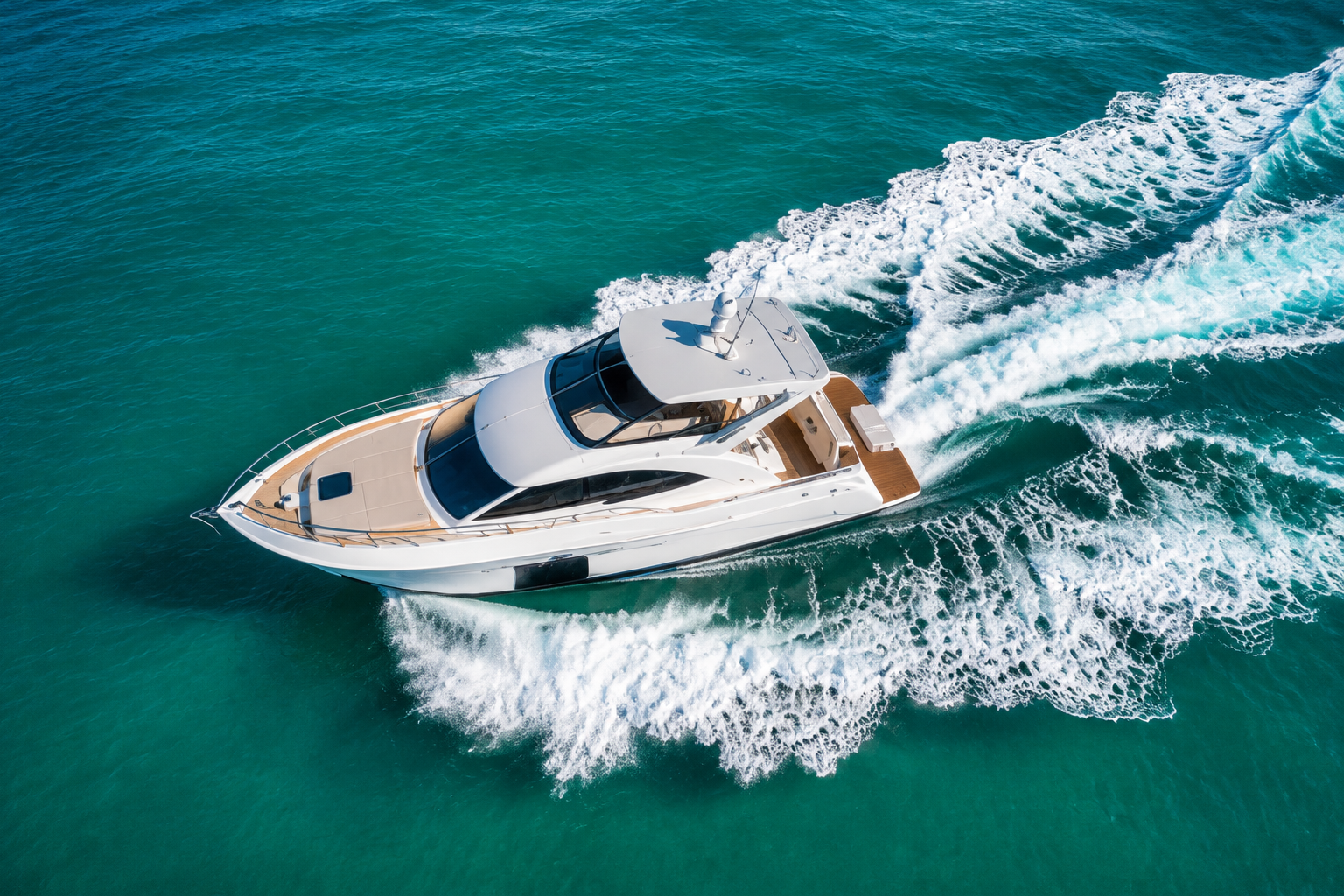 Aerial yacht photography over turquoise South Florida water